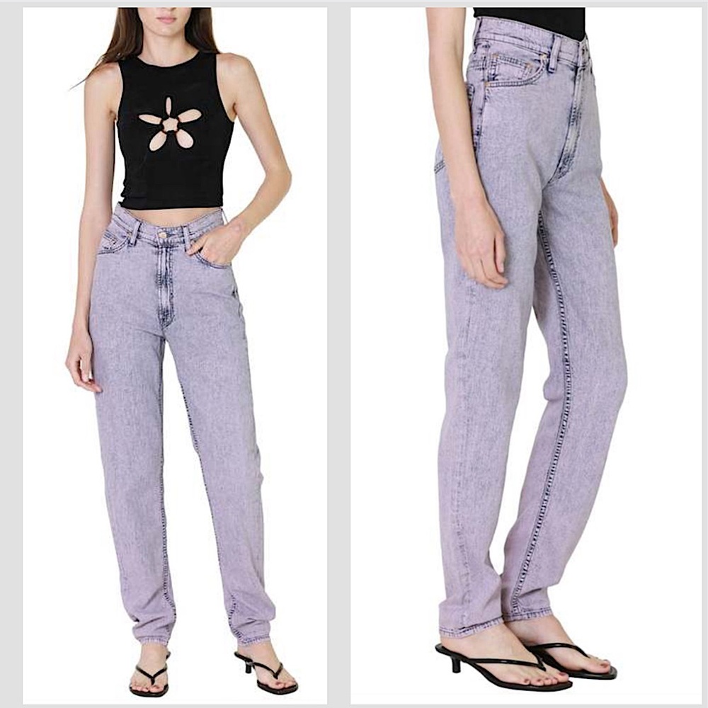 MOTHER SNACKS High Waisted Twizzy Skimp Wash Jeans in Silver Pink NWT - Picture 9 of 11